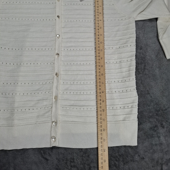 Spense light sweater women size XL color Ivory buttons front 3/4 sleeves New - Picture 7 of 9
